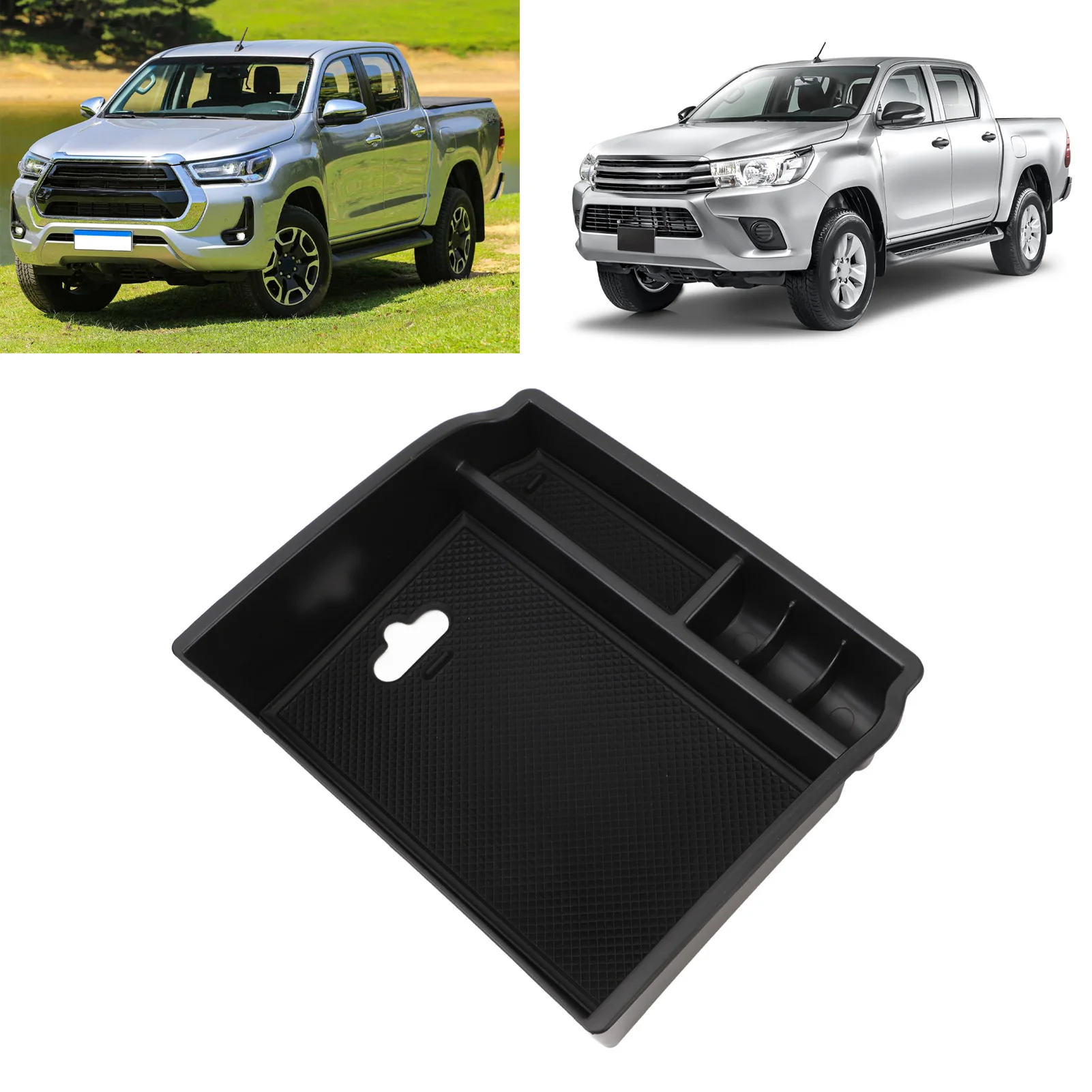 중앙 콘솔 정리함 트레이 팔걸이 보관함, 미끄럼 방지 패드, Toyota Hilux 2015-2022 자동차 액세서리 교체