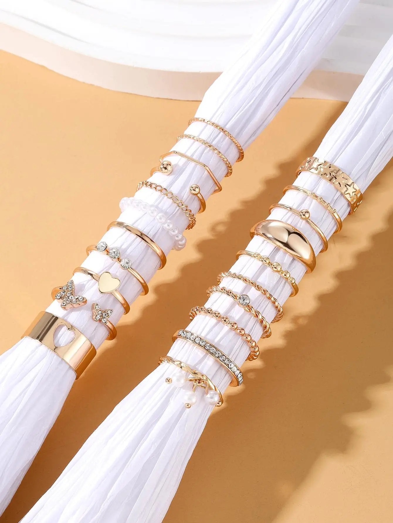 S9684ebaf805440ac8c7a0a7c74c127ad5 23pcs/Set Vintage Heart Butterfly Rings Set For Women Fashion Gold-color Geometric Hollow Finger Ring Wedding Party Jewelry Mallzona