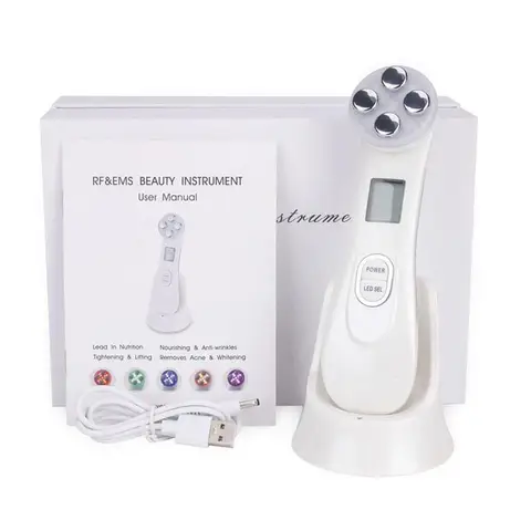 In 1 RF Radio Frequency Led Light Therapy Facial Lifting Massager Microcurrents Machine RF Color Lighting Beauty Instrument