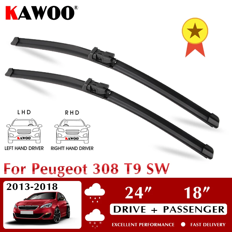 

KAWOO Wiper Car Wiper Blades For Peugeot 308 T9 SW 2013-2018 Windshield Windscreen Front Window Accessories 24"+18" LHD RHD