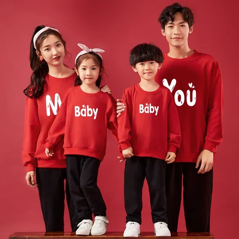 

Christmas Family Look Matching Outfits Mother Daughter Tops Dad Son Sweatshirts Letters Print Shirts Kid Baby Casual Pullovers