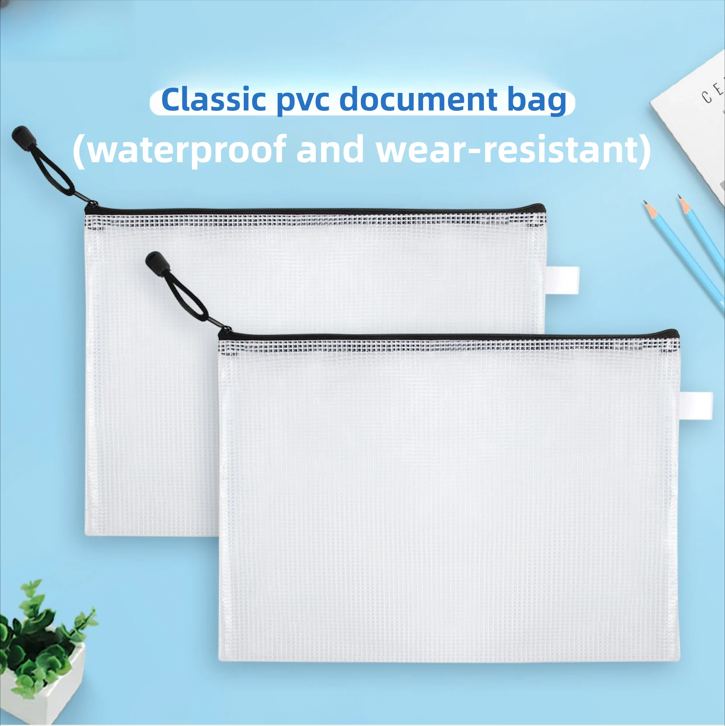 A4 Clear Mesh Zipper Pouch Waterproof Document Bag for School Office Paper Organizer Storage, Art Craft Supplies Holder,