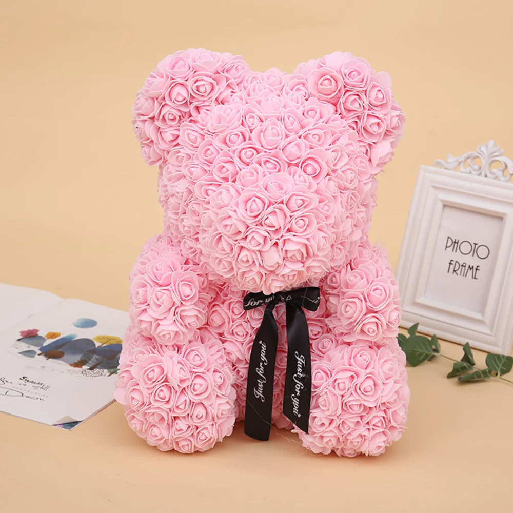 Teddy Rose Bear 25cm Artificial Flowers Rose Bear with Box Mom Girlfriend Wedding Anniversary Birthday Valentine Day Gift