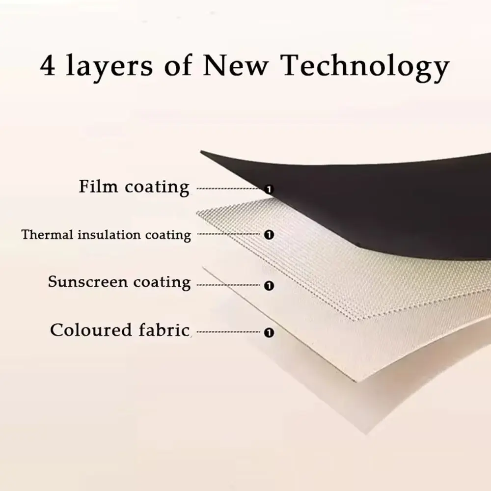 1Pcs Full Blackout Partition Blackout Curtain Polyester Fabric Beige Window Door Curtain High Shading Protection