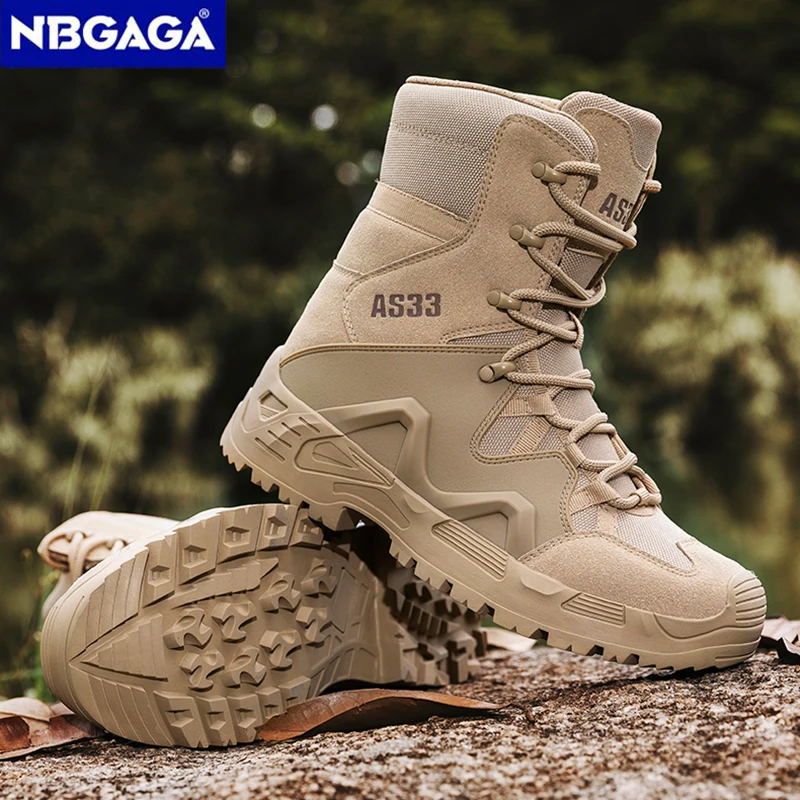 야외 하이킹 부츠 남성용 레이스업 통기성 트레이닝 전술 사막 부츠 플러스 사이즈 신발 Botas Militares Masculinas
