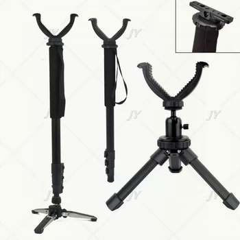 Treppiede da Caccia per Esterni, Supporto Regolabile in Altezza, Rack di Tiro in Alluminio con V-Yoke, Accessorio Multifunzione Sicuro per la Caccia