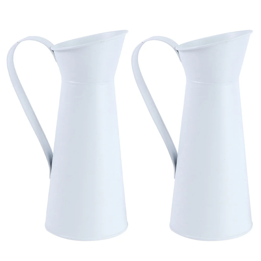 

2 Pcs Vase Country Home Decor Artistic Household Desktop Flowerpot Adornment Modern Container Iron Creative Decorative
