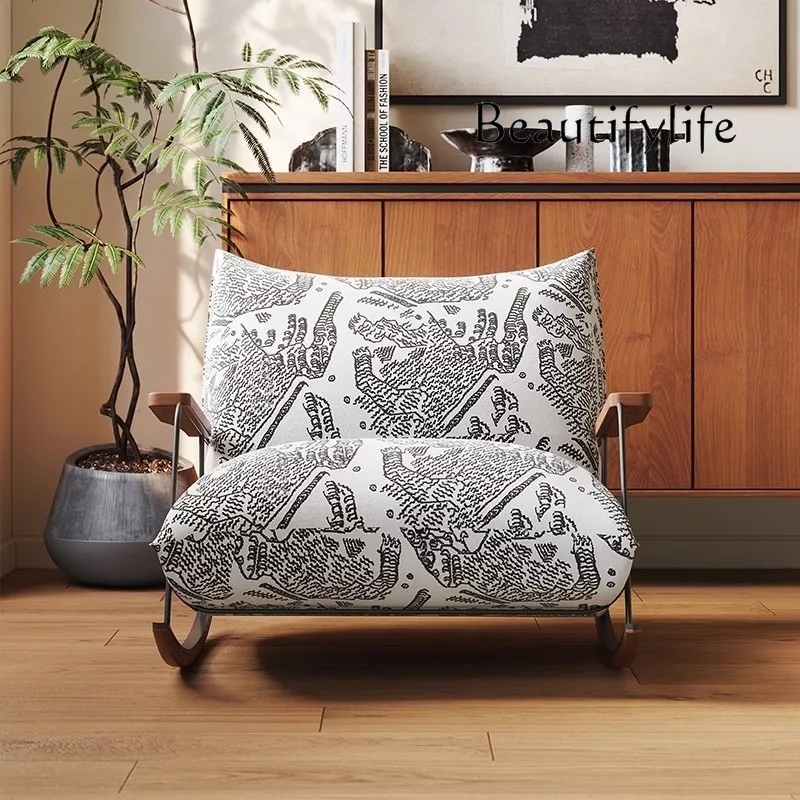 

Living Room Rocking Chair Lounge Sofa Chair Internet Celebrity Fabric Armchair Recliner Bedroom Retro Rocking Chair