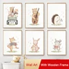 Framed Cute Animals Playing Musical Instruments Nursery Wall Art Music Theme Canvas Painting Kindergarten Kids Room Decor Poster 1