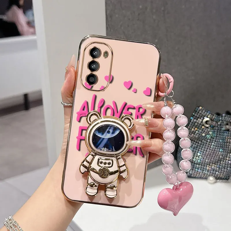 Floral Fan Phone Accessory Set: Beaded Lanyard, Stand, and Protective Case with Comfortable Grip