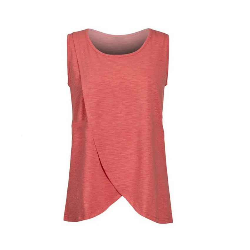 Pregnant Women T Shirt Maternity Summer Short Sleeve Side Button Crew Neck Tees Solid Color Nursing Tops For Breastfeeding 3