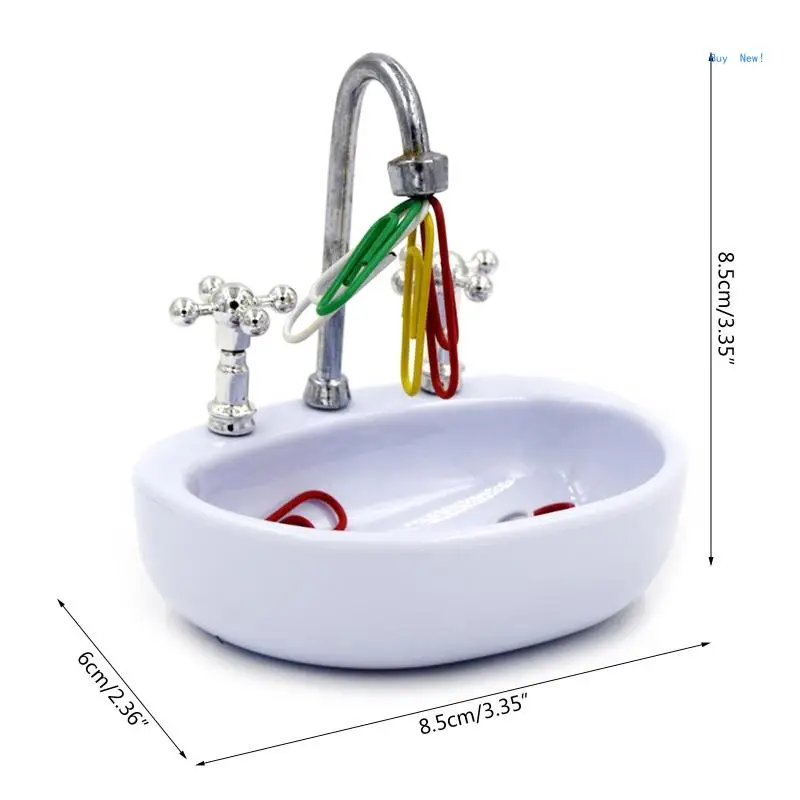 Ceative Washbasin Paper Clips Holder with 15x Paperclips Magnetics for Home School Office Dollhouse Bathroom Furniture