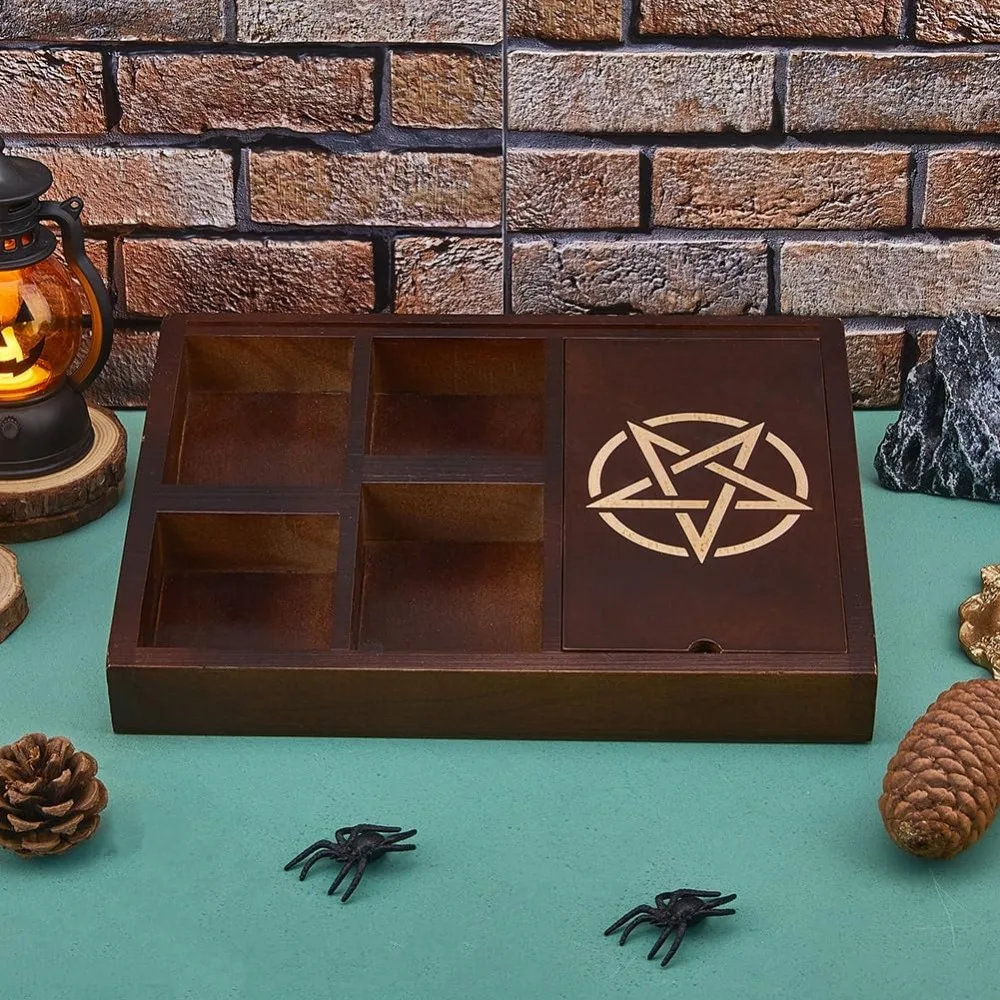 1pc Wooden Tarot Card Holder Tarot Stand Display Coconut Decorative Box for Altar Withchcraft Decor Wiccan Altar Supplies