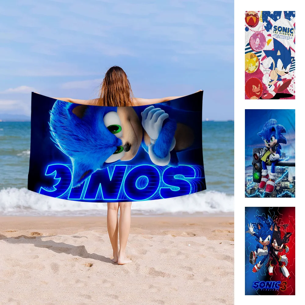 Supersonic-S-Sonic-Game Classic Movie Beach Towel Cartoon Cute Summer Kids Large Bath Pool Beach Towel Microfiber Absorbent 4
