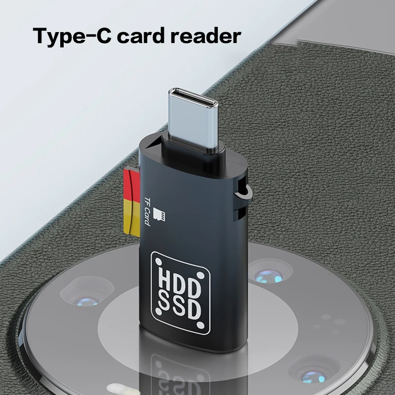 USB 3.1 Tip C Adaptörlü SD/TF Kart Okuyucu; PC, Dizüstü Bilgisayarlar, Huawei, Xiaomi ve Mac Android Cihazları için OTG İşlevi