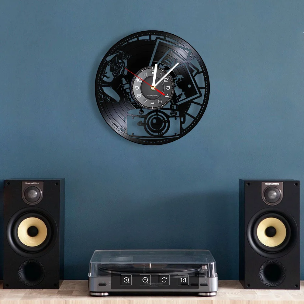 Photography Vinyl Record Wall Clock Home Decor Shutter Lens Film Camera Digital Retro Photo Shoot Art Photographer Wall Clock 4