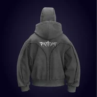 Y2K Harajuku Ninja zip up Hoodie Oversized Embroidered Washed Double Hat sweatshirt American style StreetWear Goth Men Women Top 2