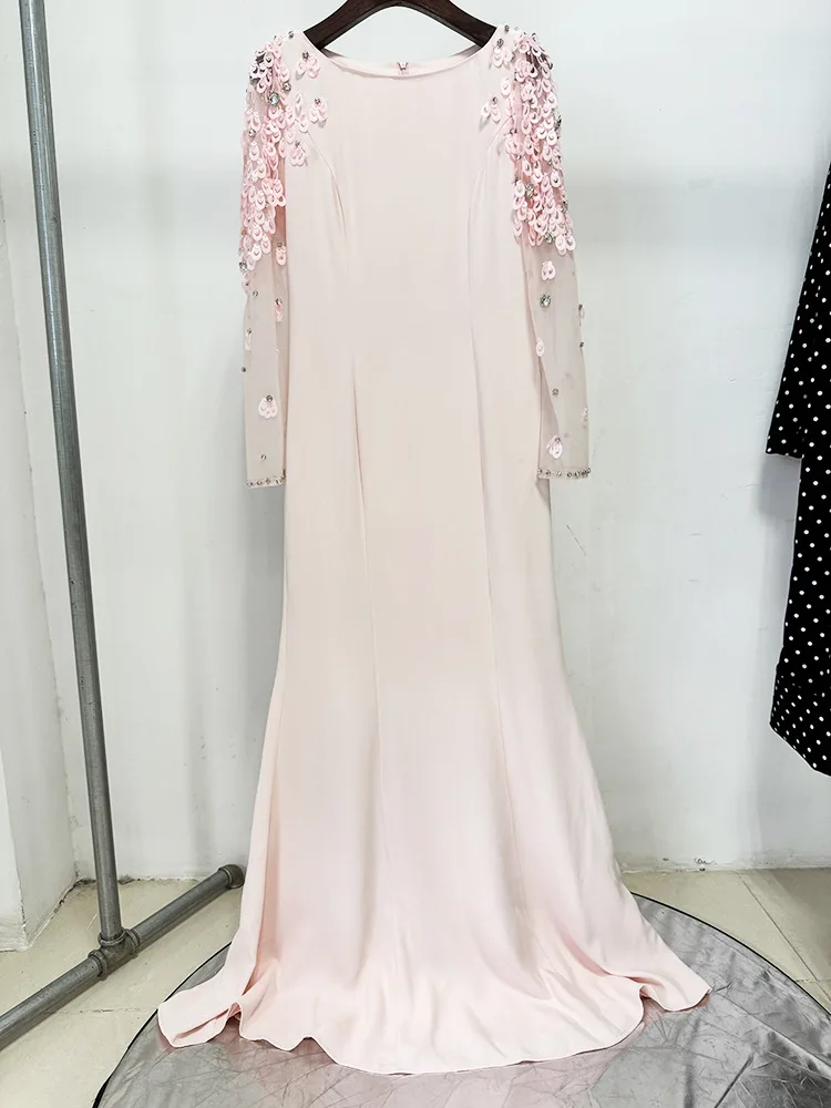 أحدث 2025 أزياء المرأة تقسم شبكة الماس مطرز بأكمام...