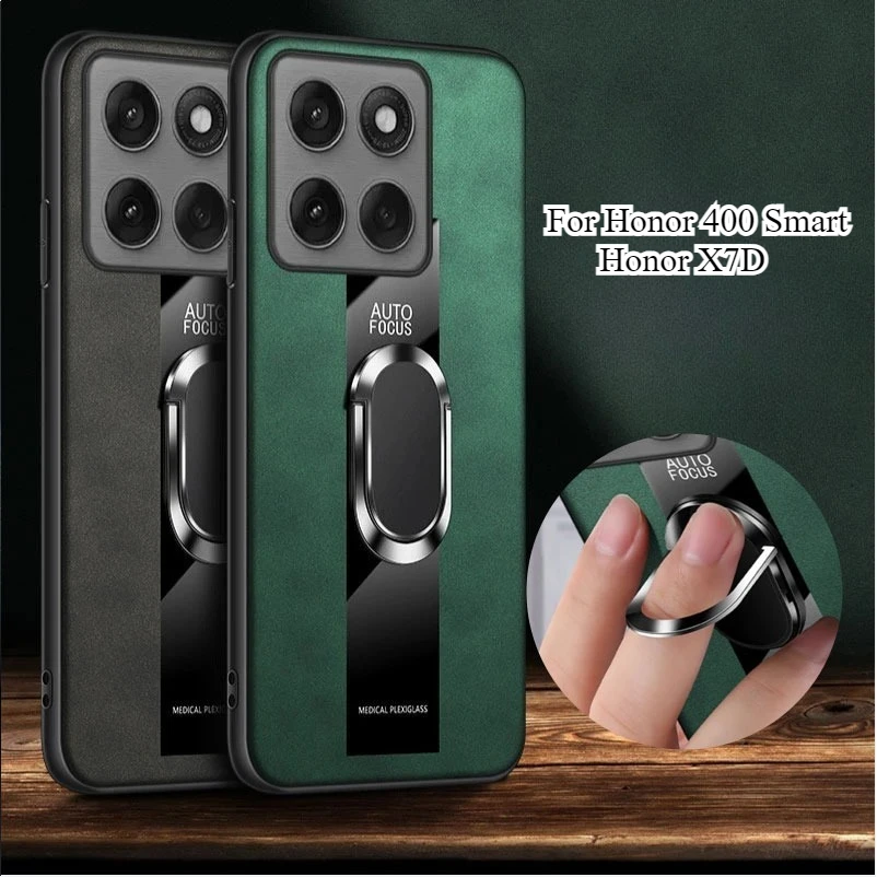 Premium Sheepskin Leather Case with Magnetic Ring Holder and Stand - Shockproof and Stylish