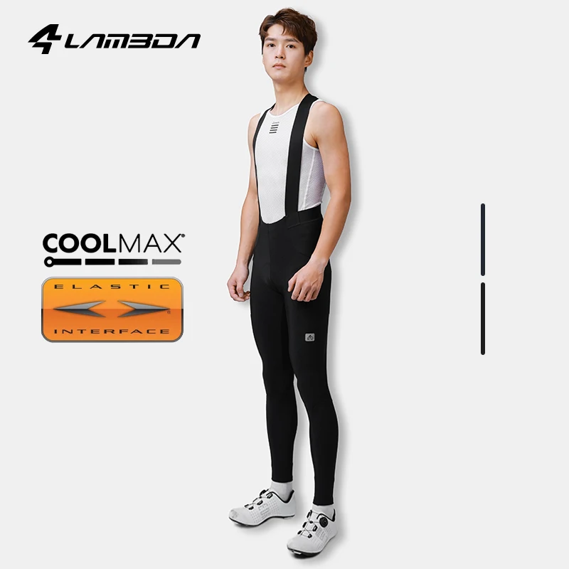 LAMEDA Winter Cycling Long Bib Tights Fleece Warm Men's Mountain Bike Downhill Bicycle Mountain Outdoor Cycling Trousers