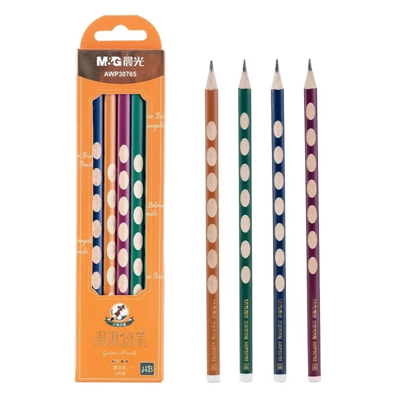 Writing Stationery Eraser Pencil M&G Hole Students' Special Large Triangle Pole Posture 12 Pcs/box