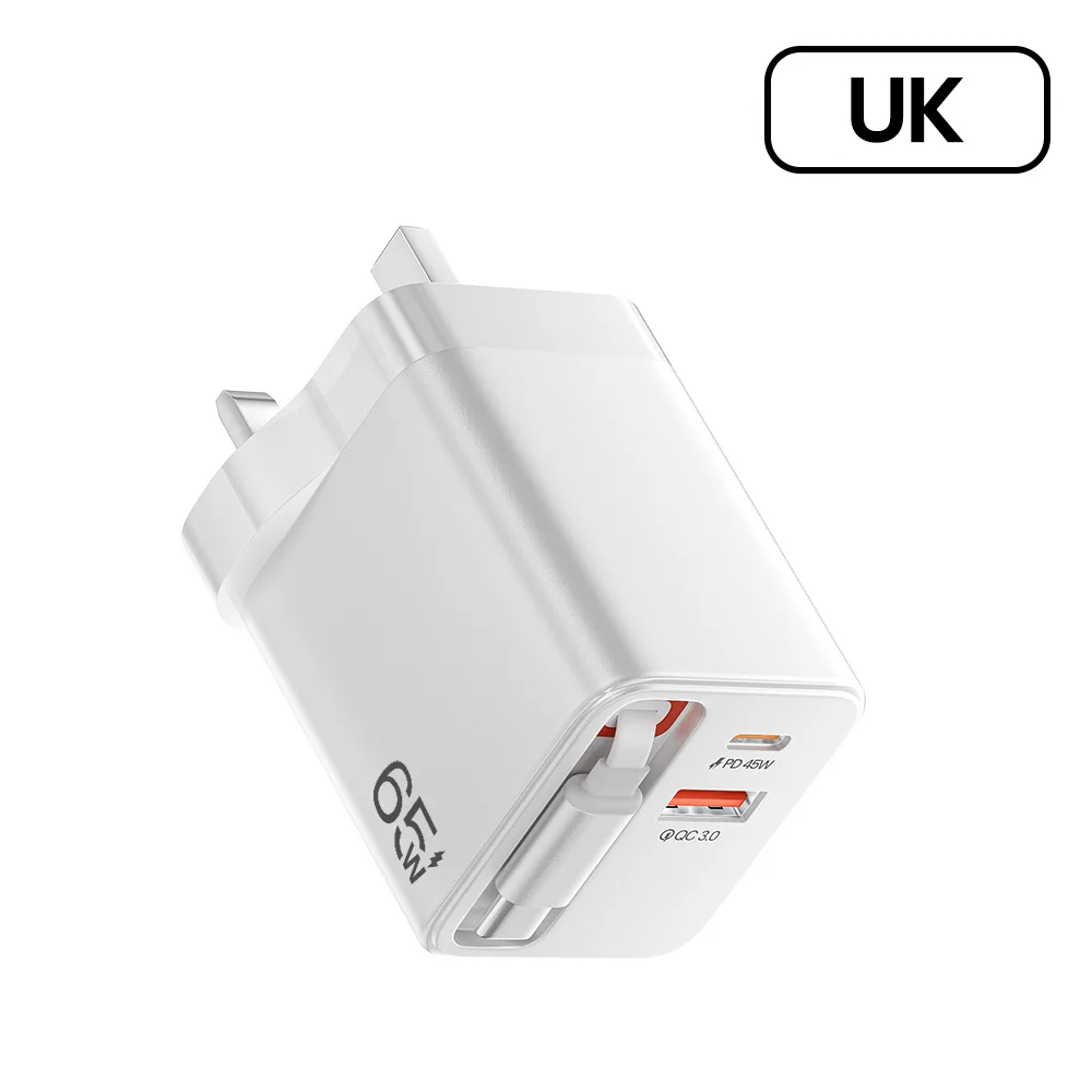 High-Power USB Charger with Telescopic Cable