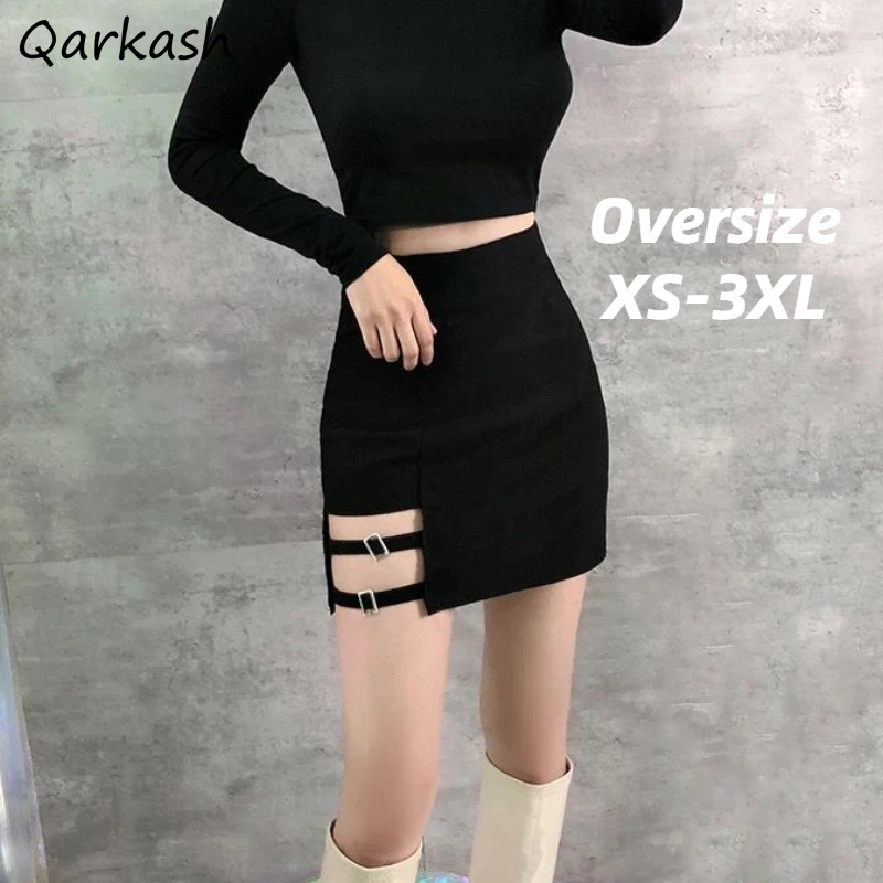 

Юбка женская летняя с вырезами, простой модный однотонный трапециевидный силуэт в стиле ретро, пикантная повседневная юбка с завышенной талией в Корейском стиле