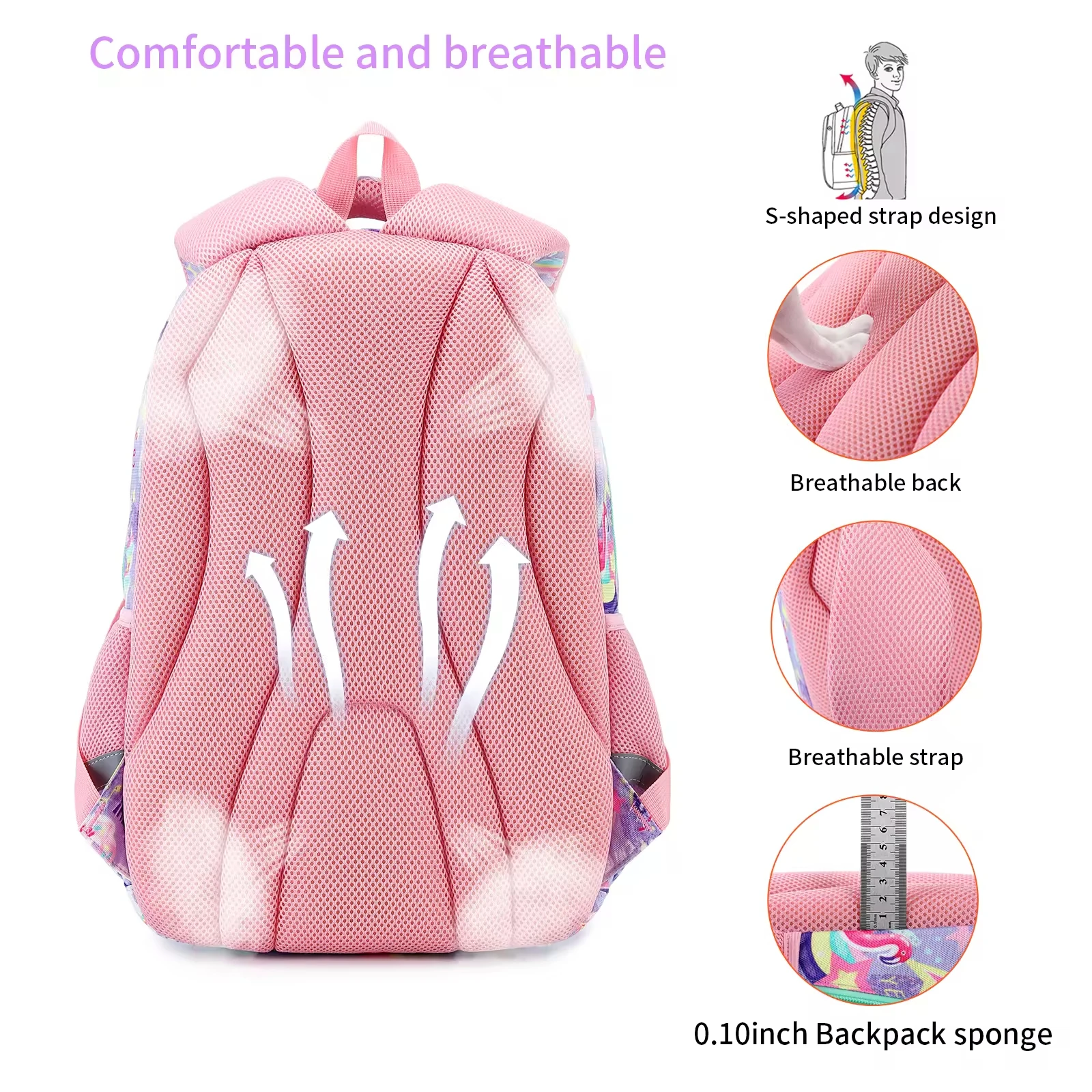 Cusangel New High Capacity Backpack And Lunchbag Set For Kids School Bags For Girls Teen Set,A Backpack,A Meal Bag,A Pen Bag