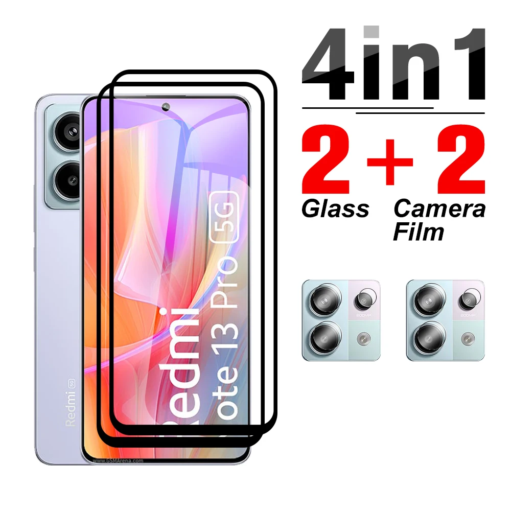 Vetro Temperato 4 In1 Per Xiaomi Redmi Note 13 Pro 5G Redmy Note13Pro Hd Camera Glass 6.67 Pollici Black Edge Screen Protector