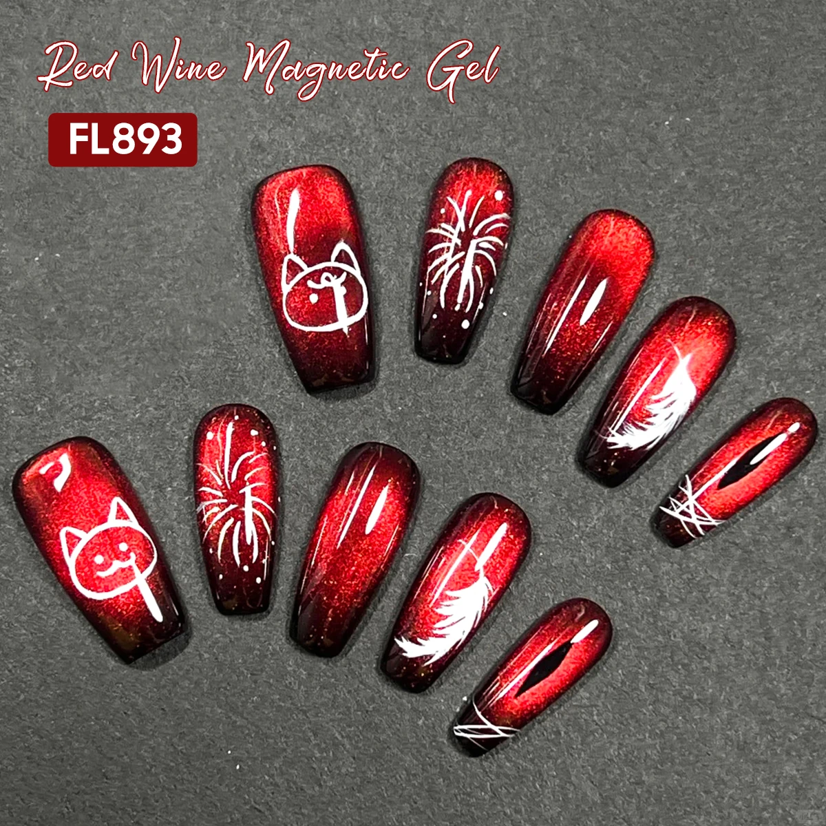 FOUR LILY 10 ml dunkelrote Katze magnetischer Gel-Nagellack für Winternägel DIY Jelly Glass Silver-Light Varnis Semi-Permanent-Nägel – Detail 9