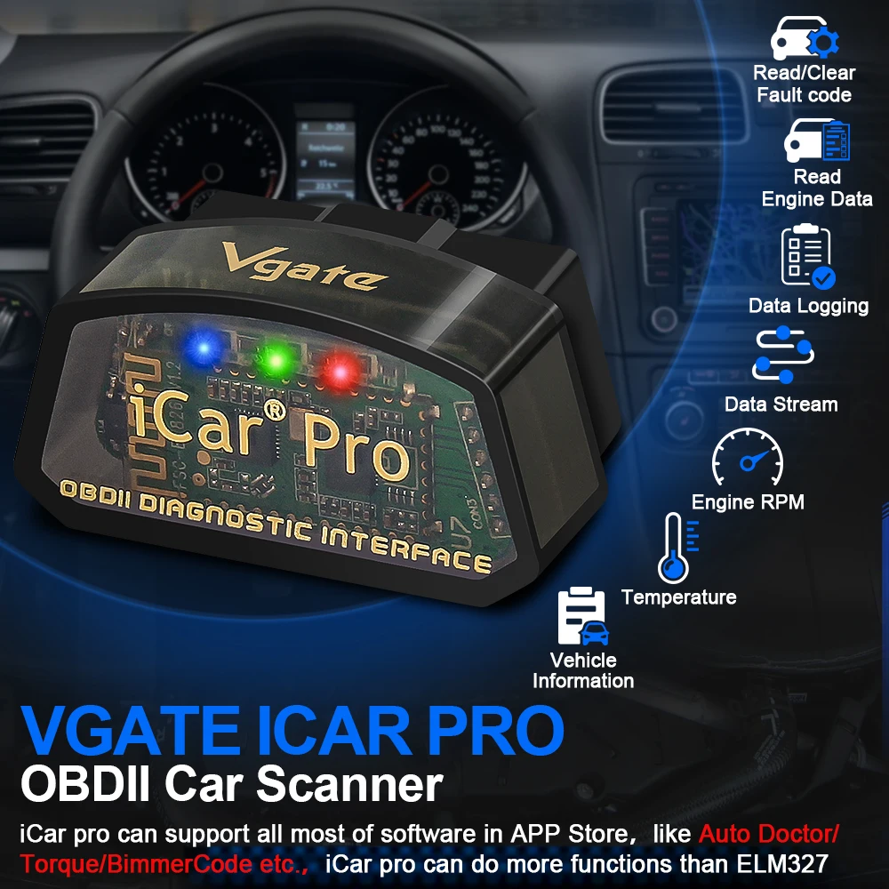 Vgate icar pro OBD2 ELM327 Bluetooth Автомобильный диагностический OBD OBD2 сканер elm 327 OBDII считыватель кодов odb2 диагностический адаптер Лидер продаж