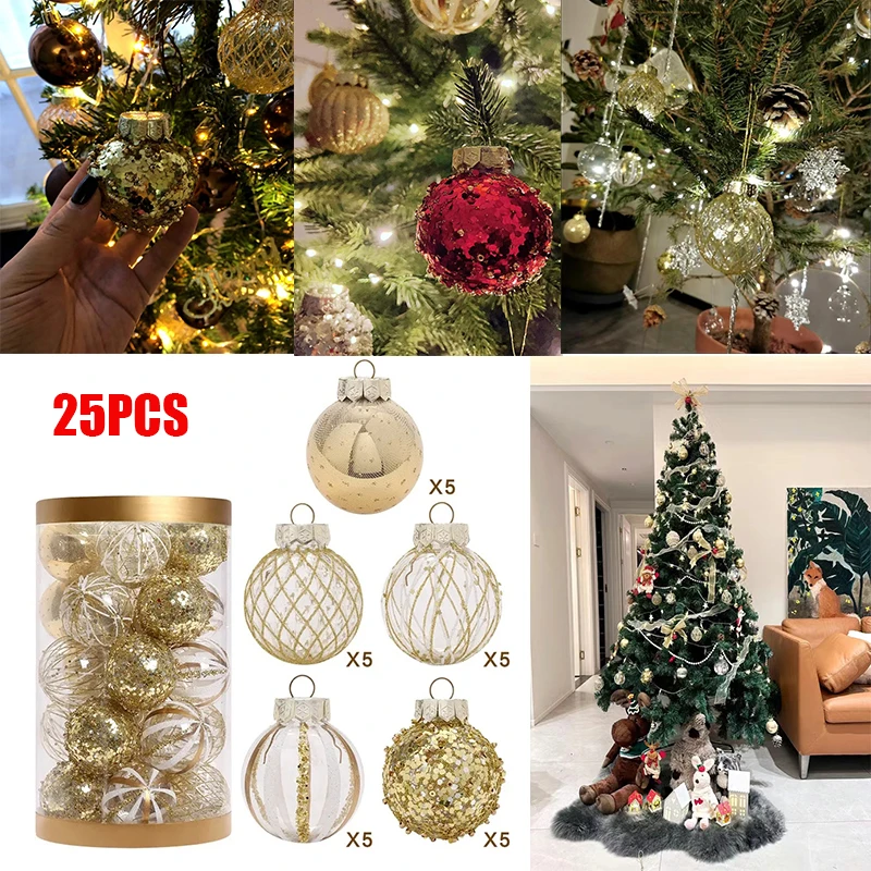 

25Pcs 6cm Christmas Ball Home Decor Christmas Tree Hanging Ornaments Decoration For Home Wedding Party New Year's Eve Decoration