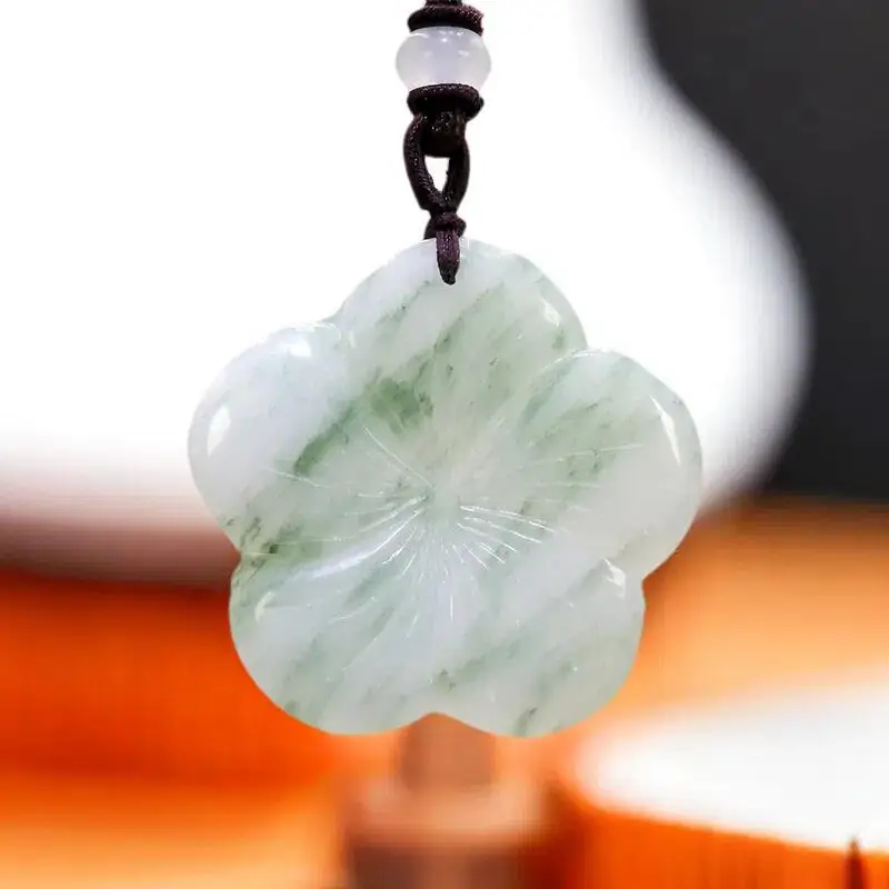 

Natural Real Jade Clover Pendant Necklace Gemstones Carved Jewelry Designer Stone Gift Charm Luxury Chinese Jadeite Vintage