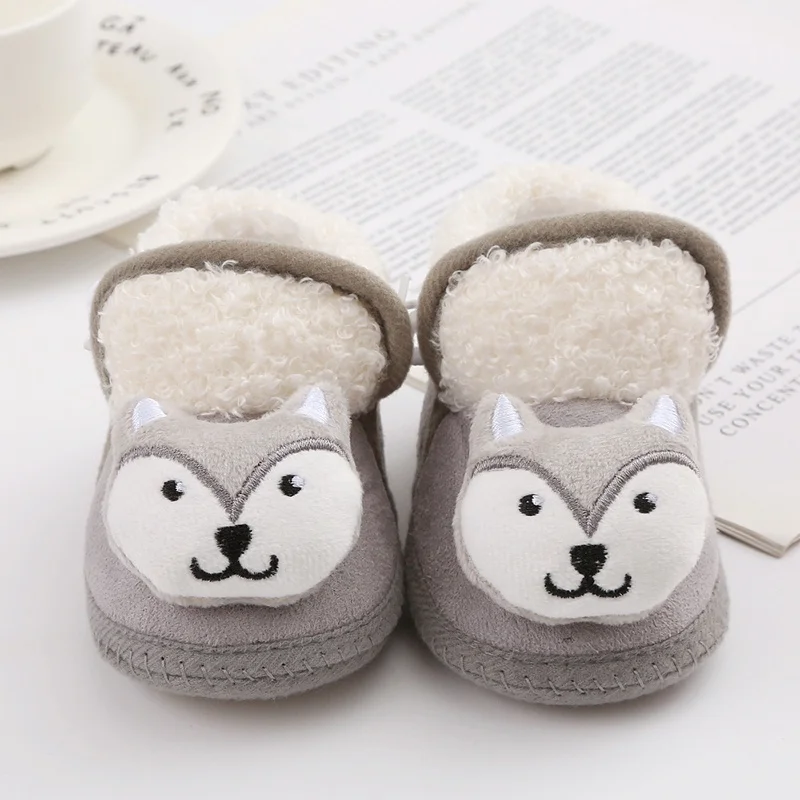 Boys And Girls Cartoon Pattern Padded Cotton Shoes Winter 0-18 Months Baby Soft Bottom Non-slip Walking Shoes 1