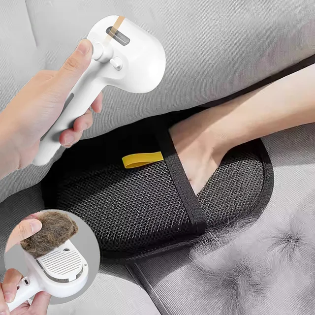 Static Remove Hair Gloves Electric Steamy Comb Pet Hair Removal Set Tool Dog Cat Massage Brush Double-Sided Grooming Gloves Pet