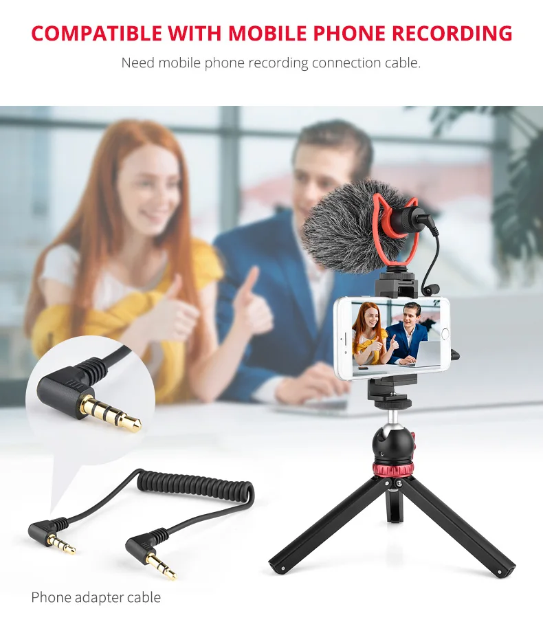 YELANGU 비디오 마이크 카메라 마이크, 캐논 DSLR, 아이폰, 안드로이드 스마트폰용, 알루미늄 소음 감소, MIC10