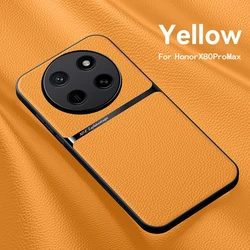 Magnetic PU Leather Shockproof Phone Cover with Ultra - Thin Camera Protection for Honor X80 Pro Max (Yellow)