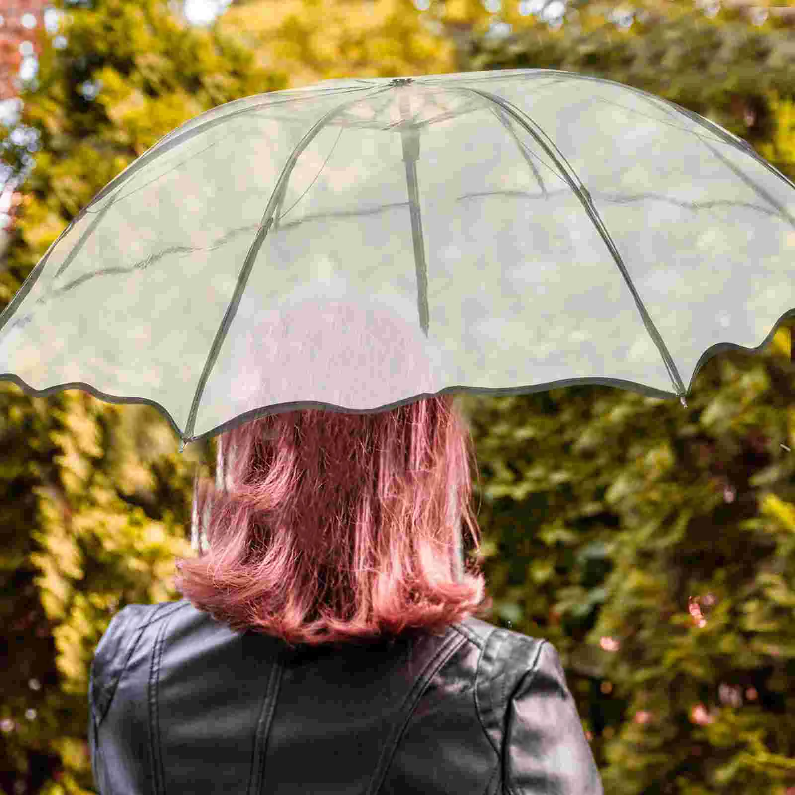 Multicolor Folding Transparent Umbrella All Weather Travel Essentials Compact Sun Rain Lightweight Sturdy Metal Handle Outdoor