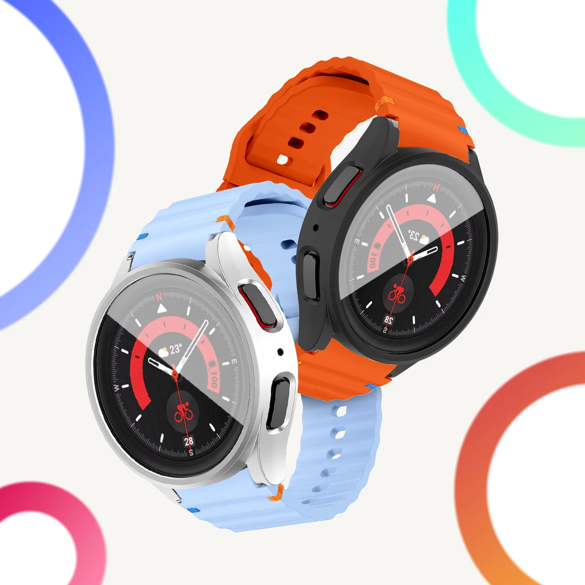 Premium Silicone Watch Band and Protective Case Combo – Universal Fit Bracelet Strap
