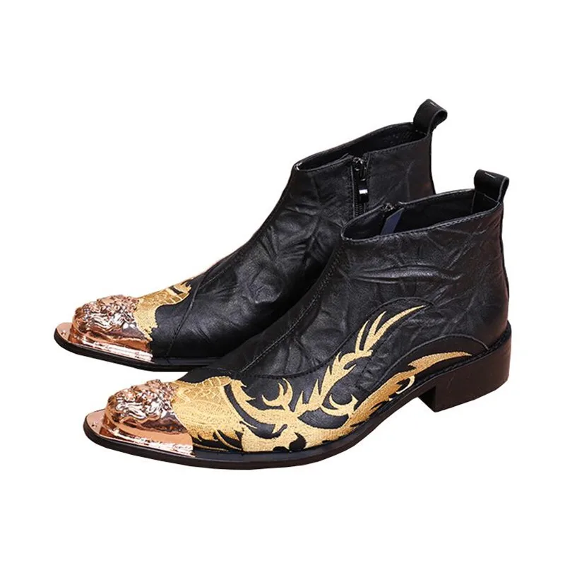 

Genuine Leather Man Designer Boots Pointed Toe Men Short Boot
