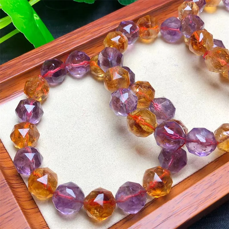 

Браслет с натуральным аметистом и Цитрином Fengbaowu, ограненный бриллиантовый бисер, лечебный камень, Подарочная бижутерия для женщин, 1 шт.
