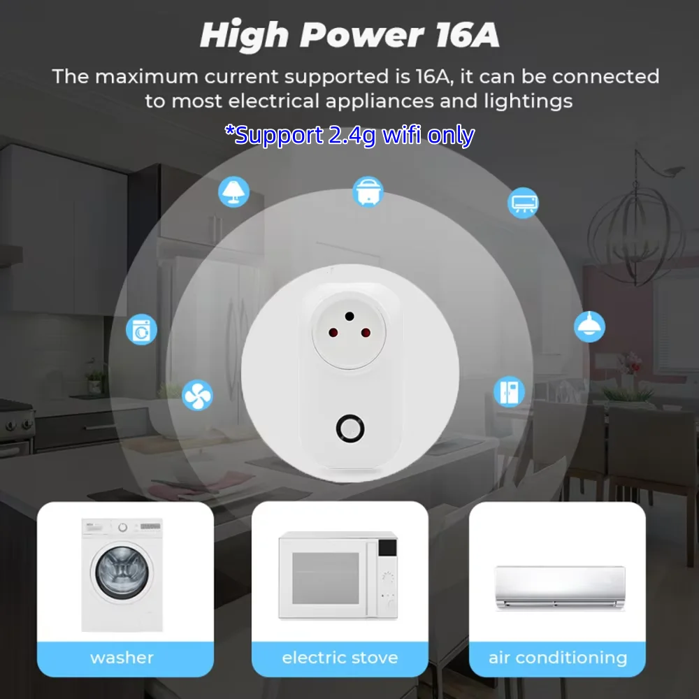 Tuya Smart Socket IsraeL Plug 16A Power Monitor Wifi Light thumbnail 4