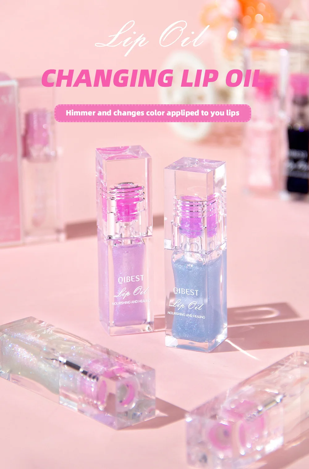 Description Picture 2 of itemMoisturizing Mirror Lip Gloss Glitter Jelly Lipstick Temperature Color Changing Lip Oil Transparent Shiny Lip Care Cosmetics