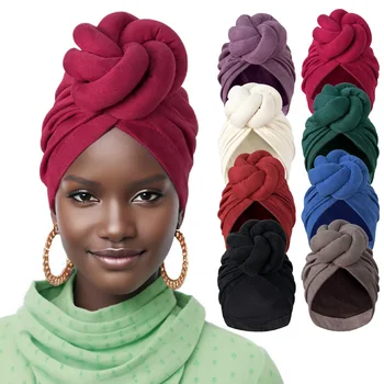 New African Women Large 3D Flower Turban Hat Headwrap Beanie Hat Mujer Bandanas Headcover Chemo Cap Muslim Hair Accessories