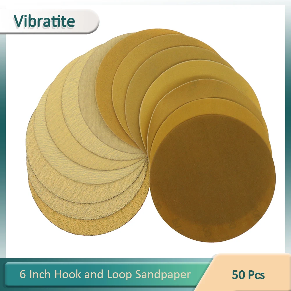 50Pcs6InchSandingDisc602000GritHookandLoopDrySandpaperfor