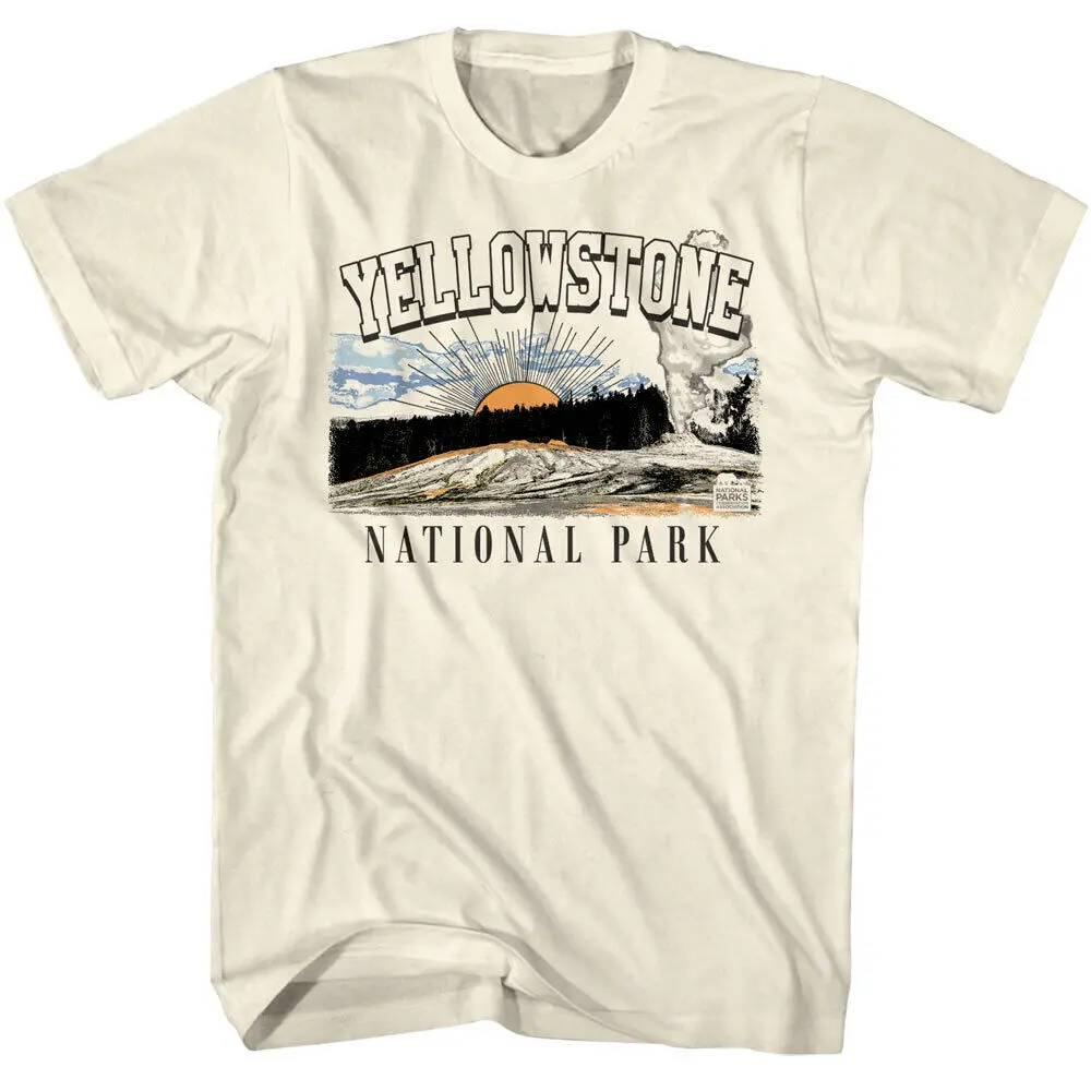 Yellowstone Geyser Sunset T-Shirt Da Uomo National Park Cannail Oregon Montana