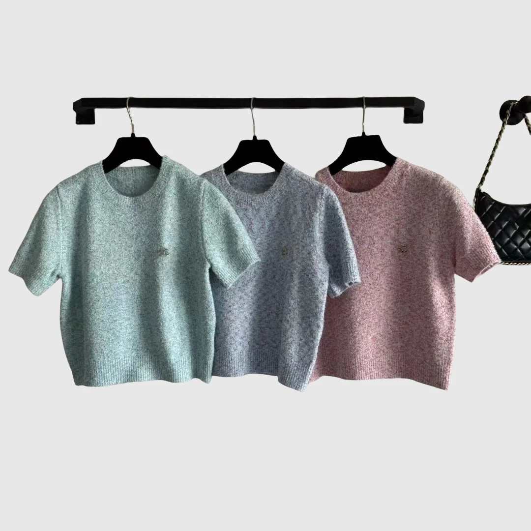 

Xiaoxiangfeng 2024 Spring/Summer New Wool Knitwear Short Sleeved Soft And Comfortable Pullover Slim Fit Sweater