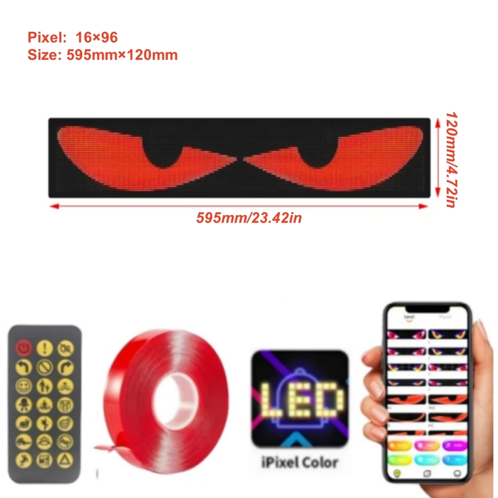 Occhi LED per Camion e Auto, Devil Eyes, Grande Display Flessibile Programmabile, per Auto, Fai da Te, LED Dinamici, Luce(70x173mm