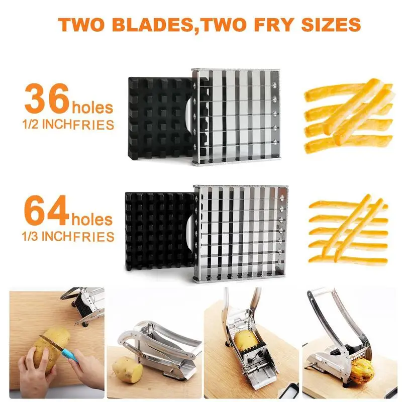 French Fry Cutter Stainless Steel Replacement Blades Options Kitchen Gadget For Dishwasher Safe For Cut Onions Carrots Potatoes french fries machine