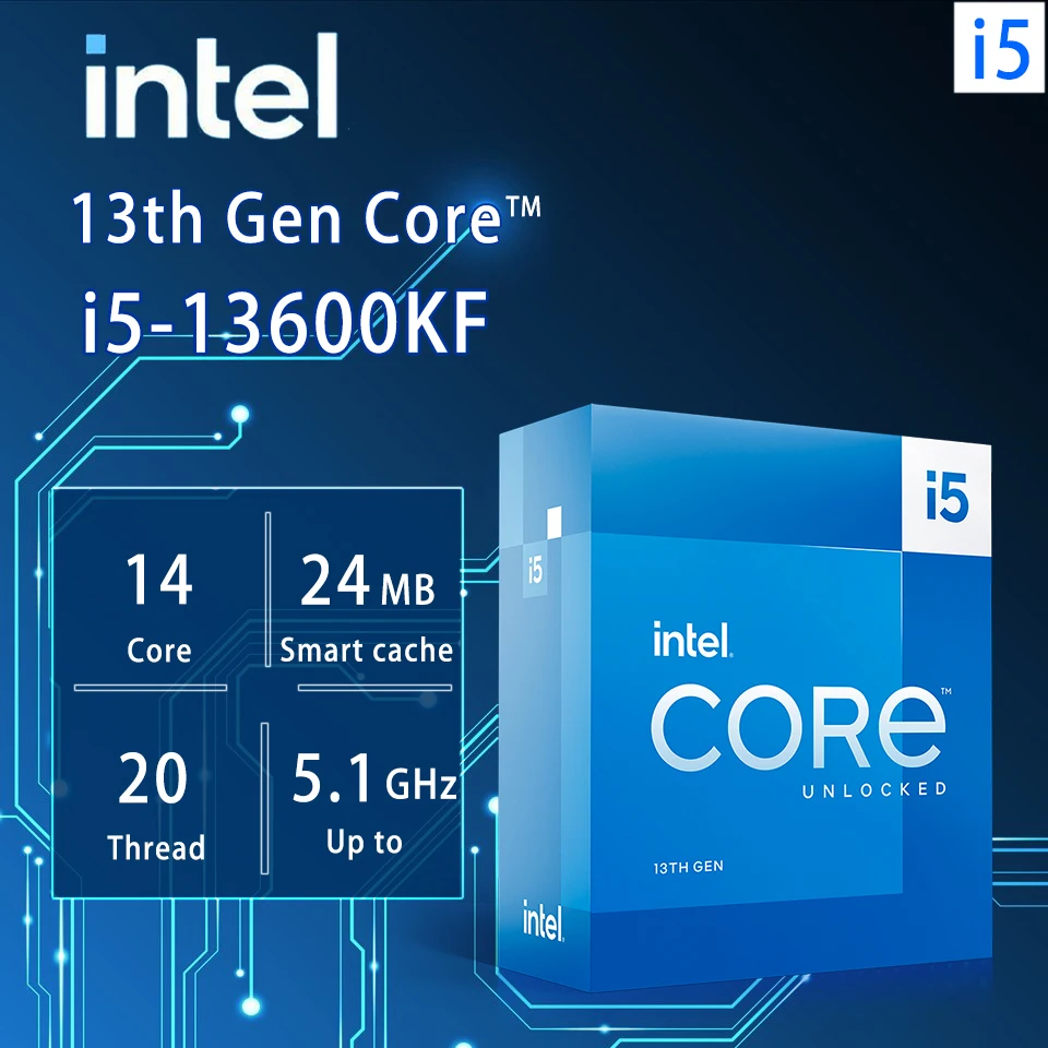 Intel Core i5-13600KF i5 13600KF 3.5 GHz 14-Core 20-Thread CPU Processor  10NM L3=24M 125W LGA 1700 New Sealed but without Cooler